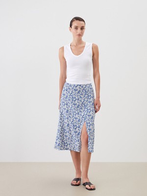 Lc Waikiki Yeni Sezon Beli Lastikli Cicekli Yirtmacli Etek - S5NL17Z8