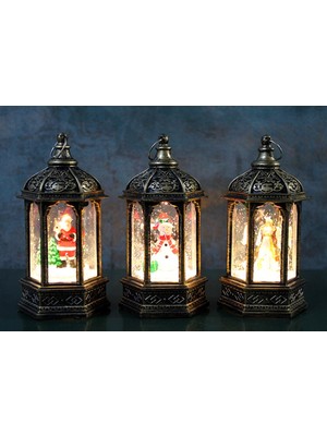 Cona Home Yılbaşı Temalı Işıklı Kar Küresi Siyah Tasarım