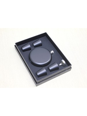 Cona Home 4 Shot Bardaklı Matara Seti Yuvarlak Siyah