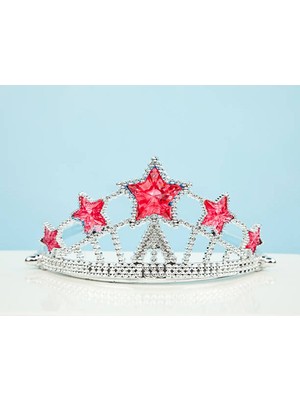 Cona Home Kırmızı Yıldız Taşlı Plastik Elsa Tacı Çocuk Boy
