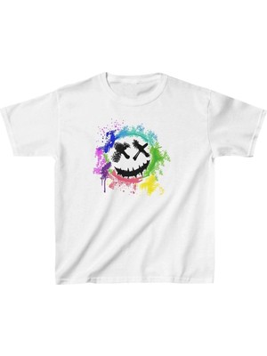 Unisex Çocuk Baskılı T-Shirt - Beyaz