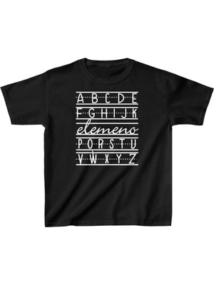 Unisex Çocuk Baskılı T-Shirt - Siyah