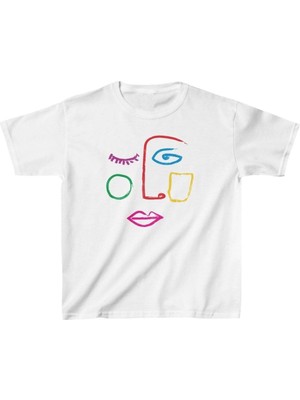 Unisex Çocuk Baskılı T-Shirt - Beyaz