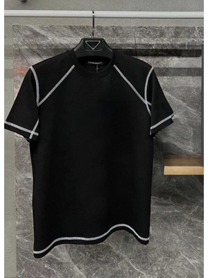 Unisex Karoyaka Dikişli Oversize T-Shirt - Siyah