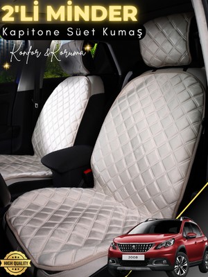 Peugeot 2008 Uyumlu 2'li Süet Oto Koltuk Minderi | Terletmez | Universal | Oto Aksesuar | A4
