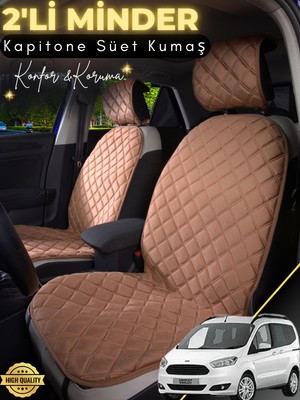 Ford Courier Uyumlu 2'li Süet Oto Koltuk Minderi | Tam Koruma | Hızlı Montaj | Su geçirmez | a1
