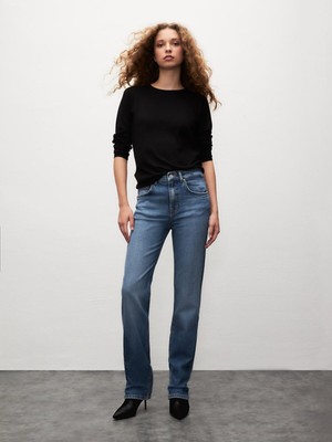 Lerana Düz Paça Yüksek Bel Jean Pantolon