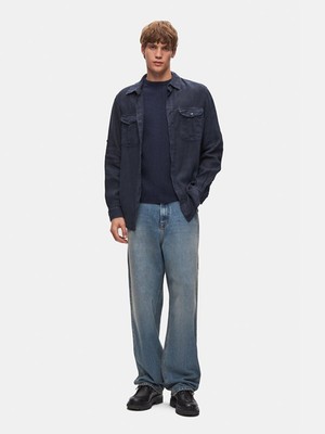 Basıc Uzun Kol Lacivert Gömlek