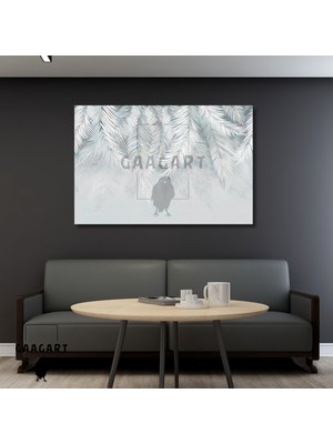 Tekli Yatay Kanvas Duvar Tablosu Su Yeşili Soft Tasarım