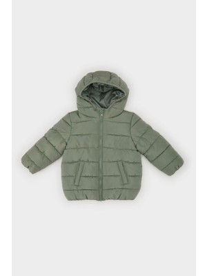 DeFacto Su Geçirmez Kapüşonlu Tafta Fermuarlı Cepli Şişme Mont Erkek Bebek A2859A525AU