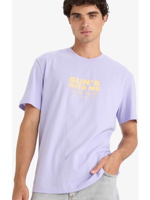 DeFacto %100 Pamuk Regular Fit Bisiklet Yaka Baskılı Kısa Kollu Tişört F8545AX25HS