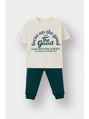 DeFacto Erkek Bebek 2'li Takım Baskılı Okul Kısa Kollu Tişört Eşofman Altı F3476A525AU