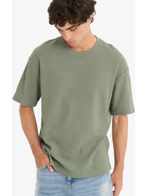 DeFacto Dokulu Boxy Fit Tişört E4838AX25AU