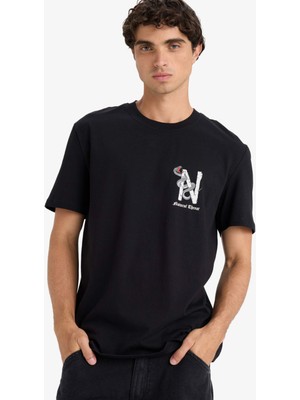 DeFacto %100 Pamuk Regular Fit Bisiklet Yaka Baskılı Kısa Kollu Tişört F8596AX25HS