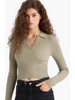 DeFacto Slim Fit Dar Kesim Polo Yaka Triko Kazak X4929AZ25WN