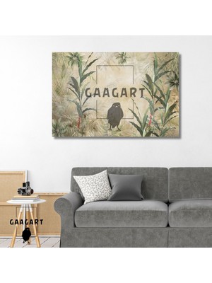 Tekli Yatay Kanvas Duvar Tablosu Haki Yeşil Yapraklar