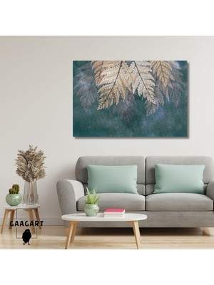 Tekli Yatay Kanvas Duvar Tablosu Yeşil Küçük Yaprak