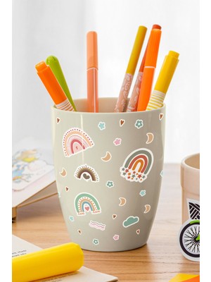 165ADET Gökkuşağı Sticker Seti - Kalem Suluk Defter Cam Masa Laptop Tablet Sticker Suya Dayanıklı