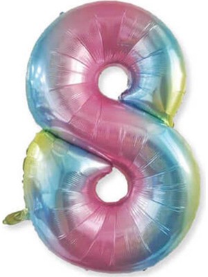 Parti Adresi Rakam Folyo Balon 8 Gökkuşağı Renk 86 cm - 34”