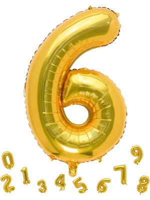 Parti Adresi Rakam Folyo Balon 6 Altın Renk 100 cm - 40"
