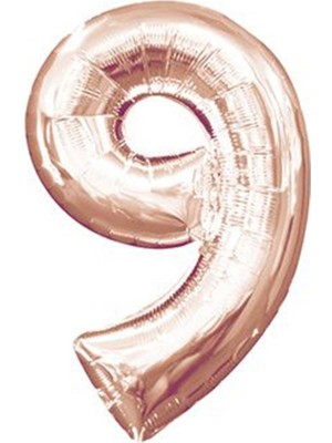 Parti Adresi Rakam Folyo Balon 9 Rose Gold Renk 100 cm - 40"