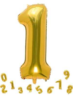 Parti Adresi Rakam Folyo Balon 1 Altın Renk 100 cm - 40"