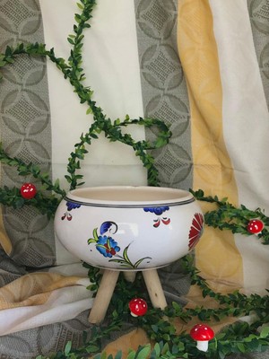 🌸 El Boyaması Çini Desenli Seramik Saksı