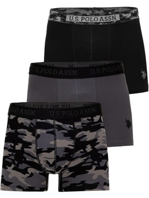 Lisanslı Erkek %95 Pamuklu Fit Boxer 3'lü Kutulu Paket / Antrasit - Siyah - Baskılı