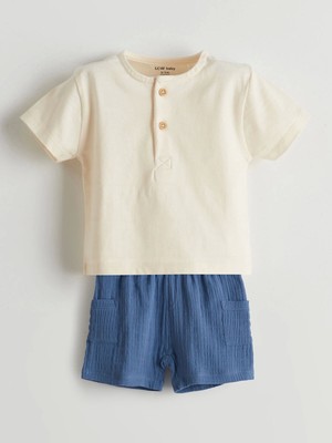 Lcw Baby Ekru Basic Erkek Bebek Tişört ve Şort 2'li