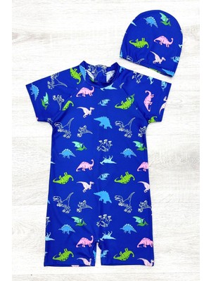 Boneli ,pervaz Fermuarlı ,güneş Korumalı Erkek Çocuk Tulum Mayo