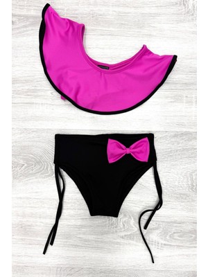Yarım Kol Fiyonklu Arkadan Bağlamalı Çocuk Bikini Takım