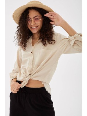 Fashion Friends Etek Ucu Püsküllü Kadın Gömlek 25Y0390K1