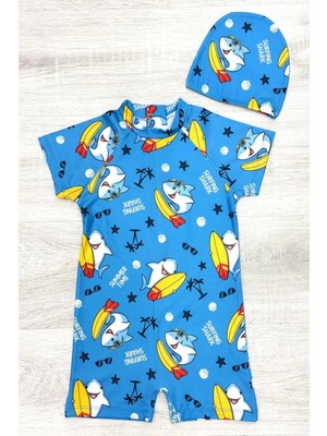 Boneli ,pervaz Fermuarlı ,güneş Korumalı Erkek Çocuk Tulum Mayo