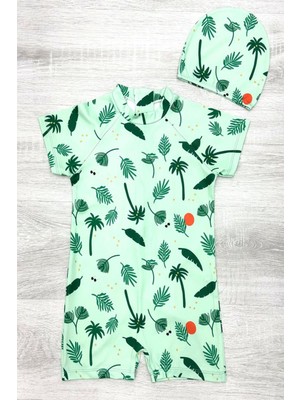 Boneli ,pervaz Fermuarlı ,güneş Korumalı Erkek Çocuk Tulum Mayo