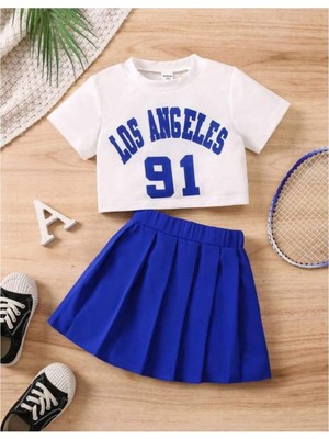 Pile Etekli Baskılı Kız Çocuk Takım