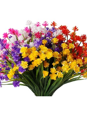 6lı Set Yapay Çiçek Sazlı Lotus Karışık Renk 7 Dal Plastik  30CM