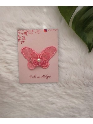 Az Saçlı ve Saçsız Bebek Tokası(Incili Pembe  Kelebek)