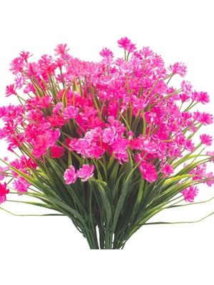 6lı Set Yapay Çiçek Sazlı Lotus Pembe Renk 7 Dal Plastik  30CM