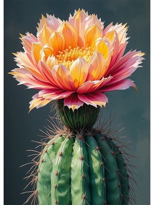 Bedeko Kaktüs Çiöeği Resimli Ahşap Tablo