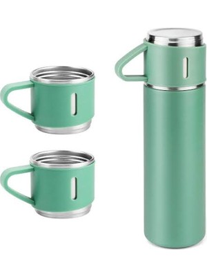 Aydoğan Ticaret44 500ML Paslanmaz Çelik Bardaklı Termos Çift Katmanlı Termos Bardak Mug Araç Kahve Çay El Termosu