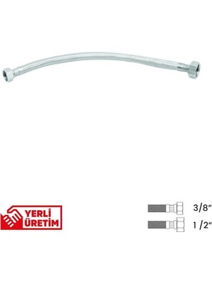 Gama Paslanmaz Çelik Flex Hortum 3/8 - 1/2 Batarya Ara Bağlantı Hortumu 70 cm