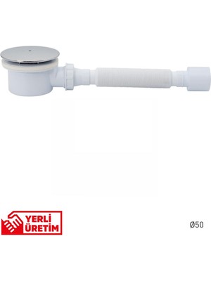 Gama 90'lik Flat Duş Trobleni Körüklü Sifon Gider Takımı 50'lik