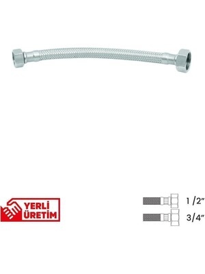 Gama Paslanmaz Çelik Flex Hortum 1/2 - 3/4 Kombi ve Tesisat Bağlantı Hortumu 90 cm