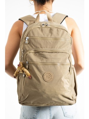 Sanmorris Unisex Suya Dayanıklı Kumaş Laptop Bölmeli Okul Seyahat Sırt Çantası