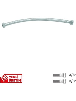 Gama Paslanmaz Çelik Flex Hortum 3/8 - 3/8 Taharet Musluğu Bağlantı Hortumu 60 cm