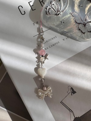 Pembe Beyaz Fiyonk Coquette Telefon Ipi Charm, Telefon Charm Fiyonk Pinterest Telefon Askısı