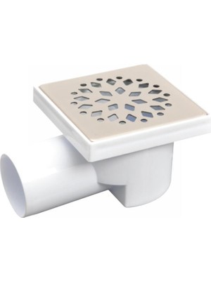 Gama 10x10 Kare Yer Süzgeci Yandan Çıkışlı 50'lik Gider