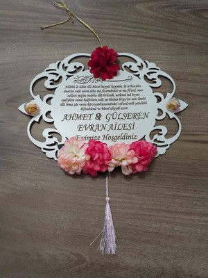 Dış Kapı Süsü Dualar ve Çiçekler Eşliğinde Çok Şık (Kalite Li ) Kişiye Özel