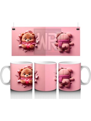 Sevimli Ayıcık ve Kalpli Oyuncak – Baskılı Kahve Kupası