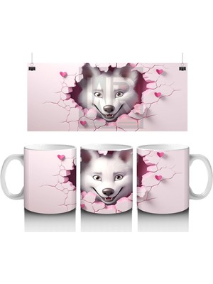 Pembe Çatlak Duvar Arasında Tilki Yavrusu – Baskılı Kahve Kupası